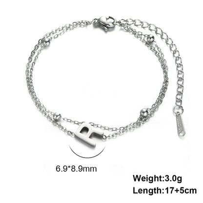 Titanium Steel Double-Layered Chain Letter Necklace Bracelet