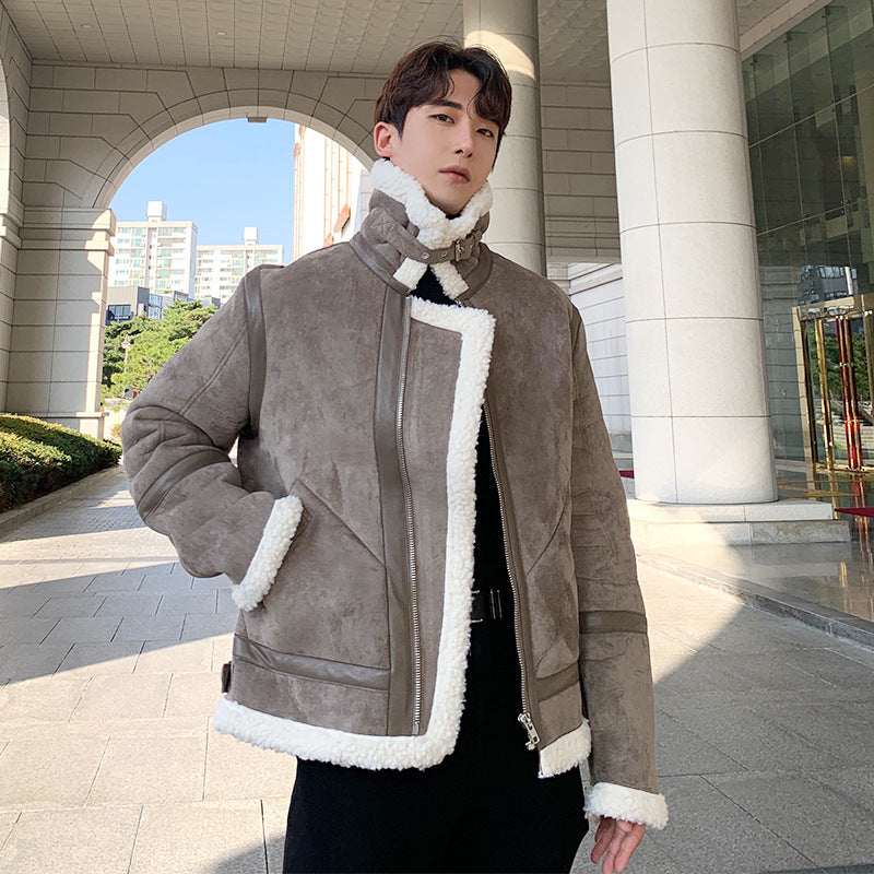 New Cotton Coat Korean Velvet Cotton Motorcycle Coat For Men