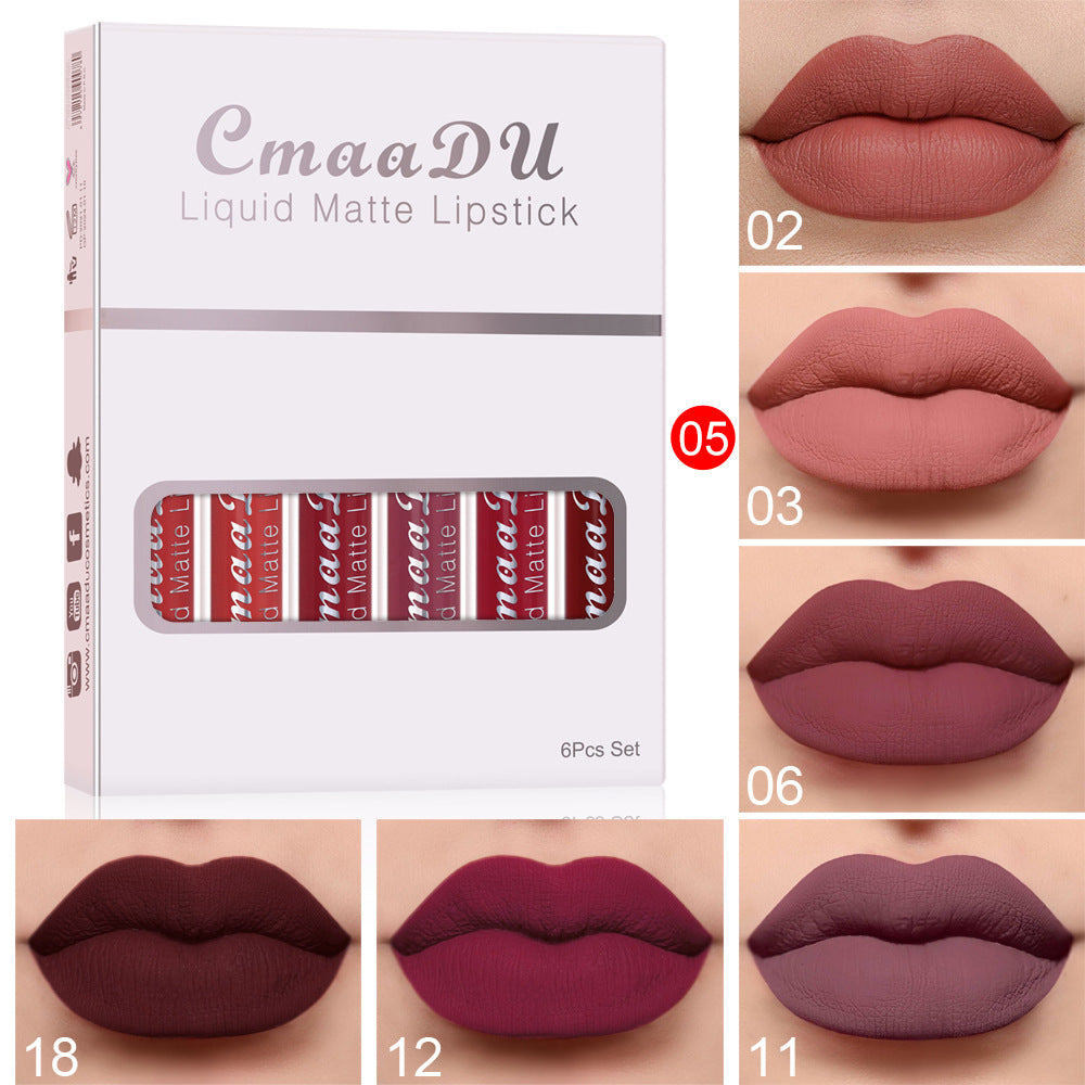 CMAA DU Matte Non-Stick Waterproof Lipstick - Long Lasting Lip Gloss 6 Boxes