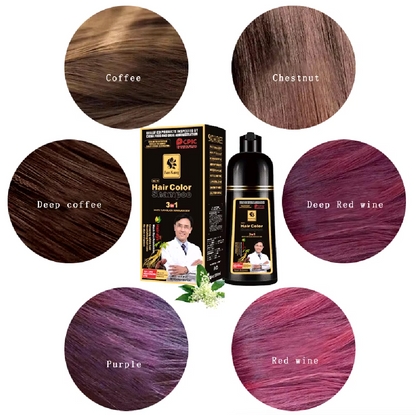 FEN KANG Natural Herbal Essence Permanent Hair Dye Shampoo for Women and Men - Chestnut, Coffee, Black Fast and Long-Lasting Hair Dye Shampoo