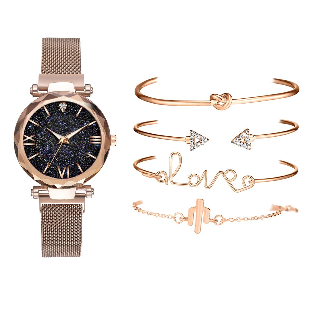 Bracelet and Watch Set - 5-Piece Set