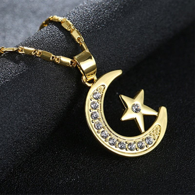 Alloy Plated Crescent Necklace