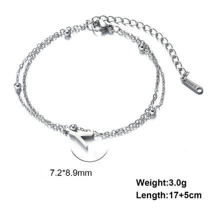 Titanium Steel Double-Layered Chain Letter Necklace Bracelet