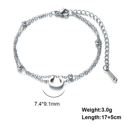 Titanium Steel Double-Layered Chain Letter Necklace Bracelet