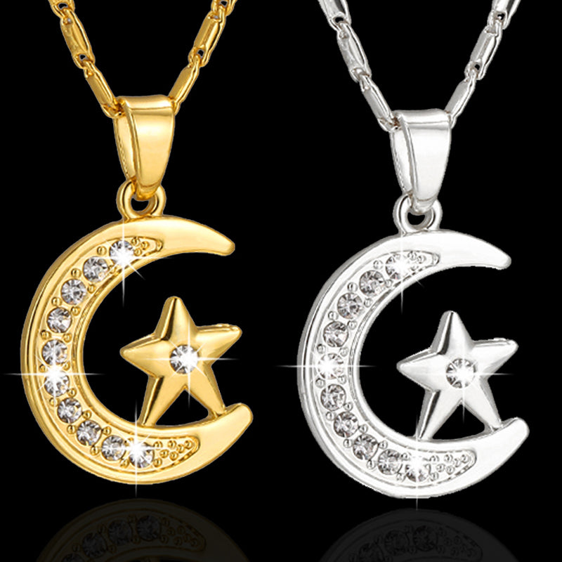 Alloy Plated Crescent Necklace