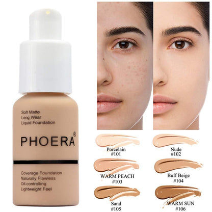 PHOERA Soft Matte Long-Lasting Concealer Liquid Foundation Face Makeup