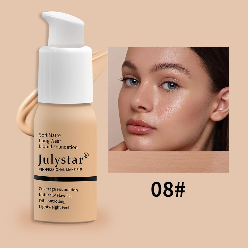 JULYSTAR JULYSTAR كريم أساس وكونسيلر سائل مقاوم للماء يدوم طويلاً