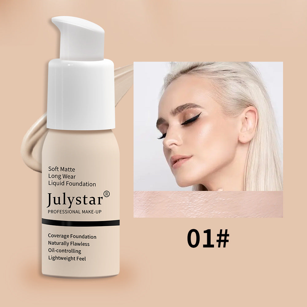 JULYSTAR JULYSTAR كريم أساس وكونسيلر سائل مقاوم للماء يدوم طويلاً