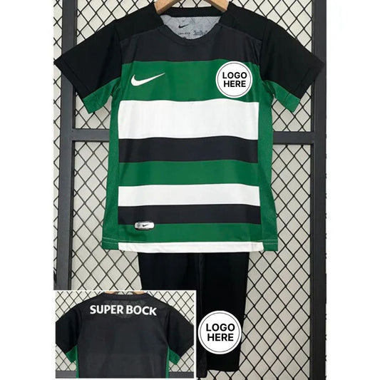 2024-25 Sporting Lisbon Home Kids Soccer Jersey (Gyökeres Jersey or print your own name)