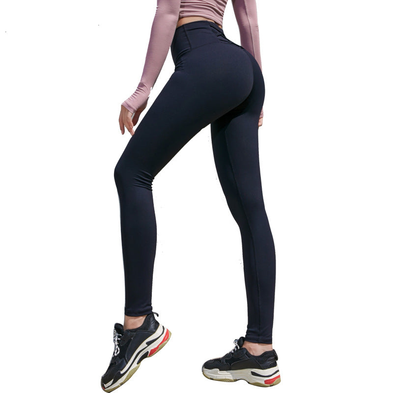 High-Waisted Hip Lifting Leggings with Cross-Strap Waist