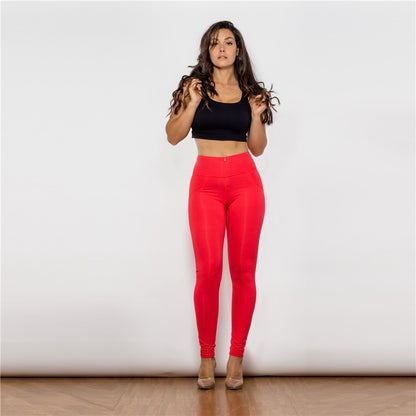 Red Leggings Pants Butt Lifting Leggings Peach Lift