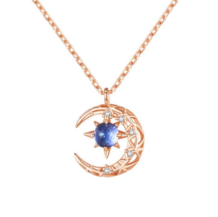 Elegante collar de luna y estrella 