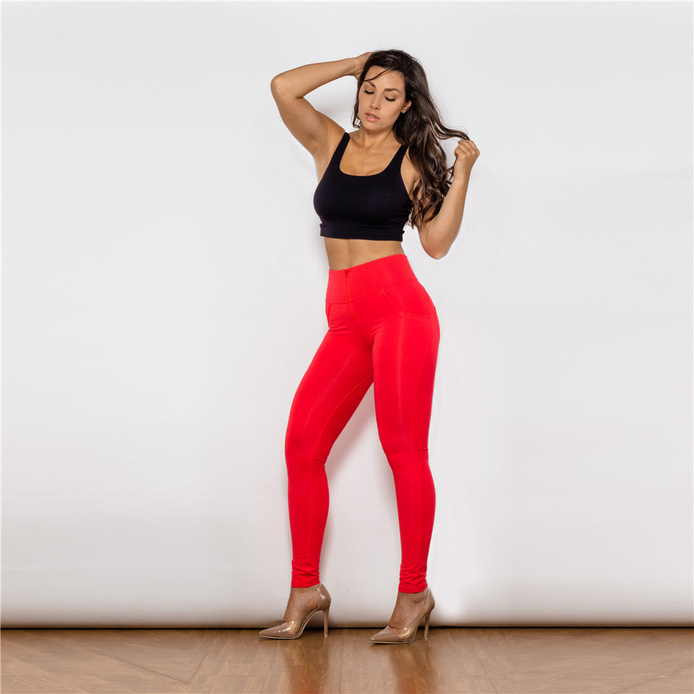 Red Leggings Pants Butt Lifting Leggings Peach Lift