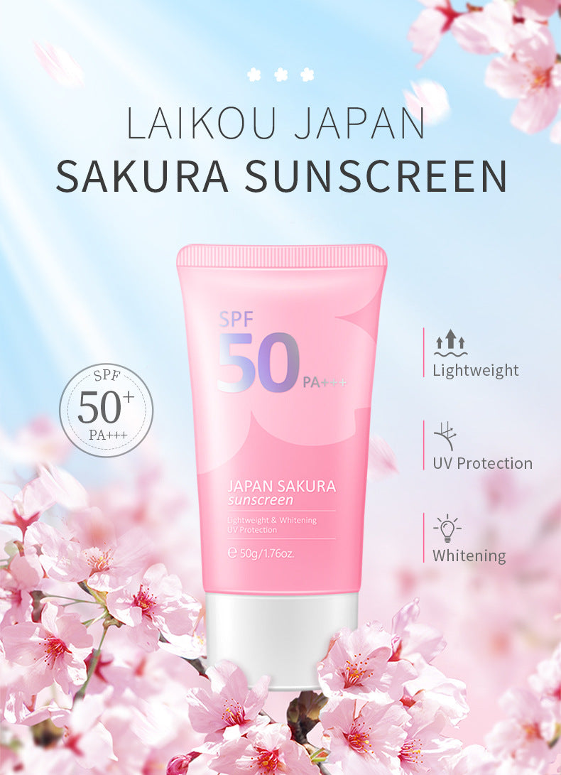 Protector solar hidratante blanqueador con flor de cerezo japonés LAIKOU, 50 g, FPS: 50+ y PA+++: compre 3 y pague 2