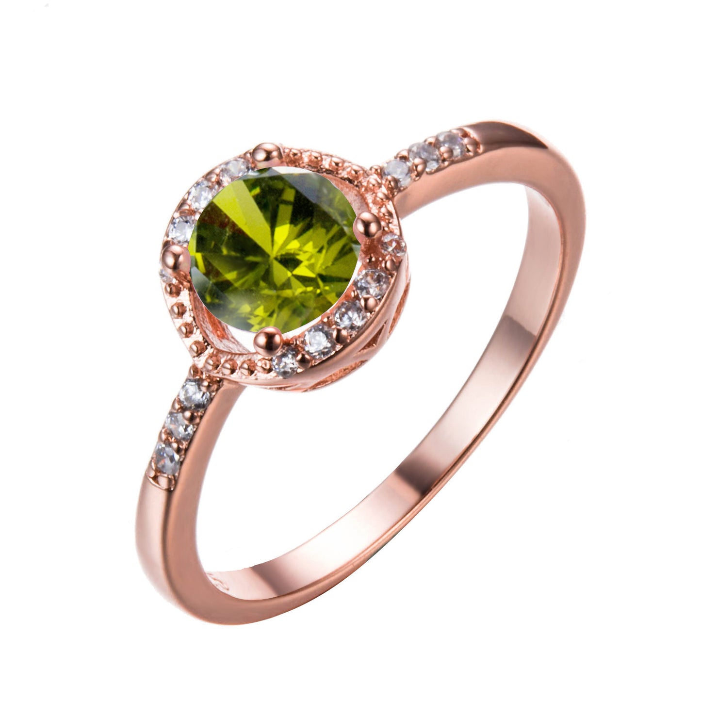 Zircon Round Opal Rose Gold Pandora Ring