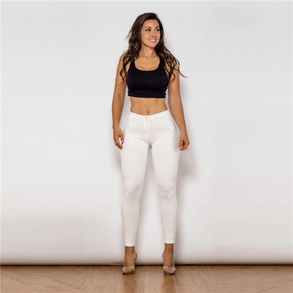 Shascullfites Melody Cotton Shaping Leggings Booty Lifting Anti Cellulite White Pants