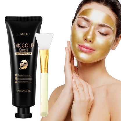 LAIKOU Snail Essence 24K Gold Foil Anti-Aging and Anti-Wrinkle Peel-Off Moisturizing Mask