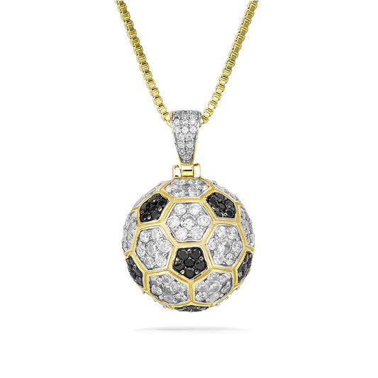 Football Sports Pendant Zircon-laid Necklace