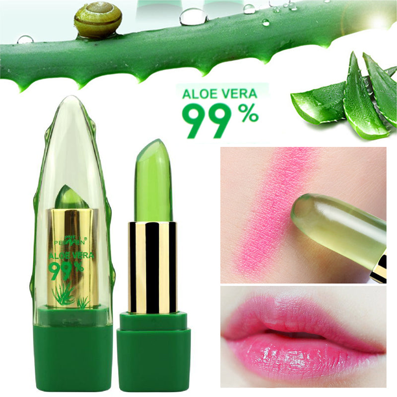 PEINEN Aloe Vera Gel, Color Changing Lipstick, Brightening Moisturizing Anti-Drying, Desalination Fine Grain Lip Balm Care