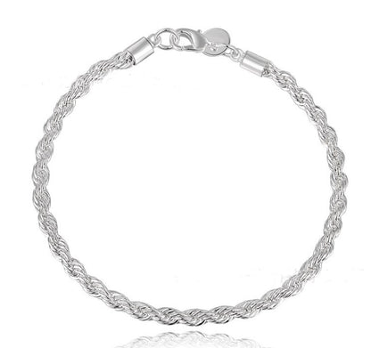 European and American Trend Jewelry Popular Silver Flash Twisted Rope Bracelet