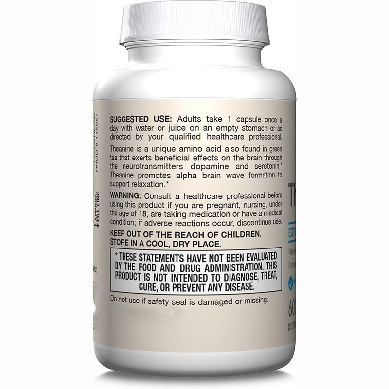 Theanine Capsules - Brain-Boosting, Focus-Enhancing, Sleep-Improving Relaxation Capsules – Gluten-Free & Non-GMO