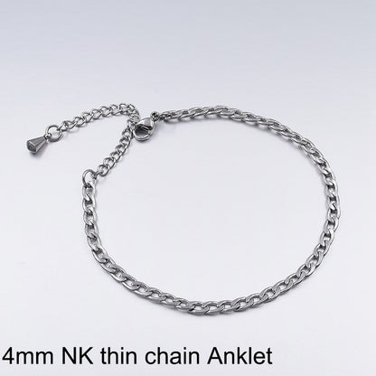 Korean Version Titanium Steel Ankle Bracelet