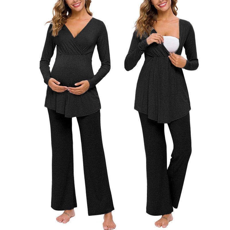 Cotton Maternity Pajamas for Women - Comfortable, Breathable Fabric, Nursing-Friendly