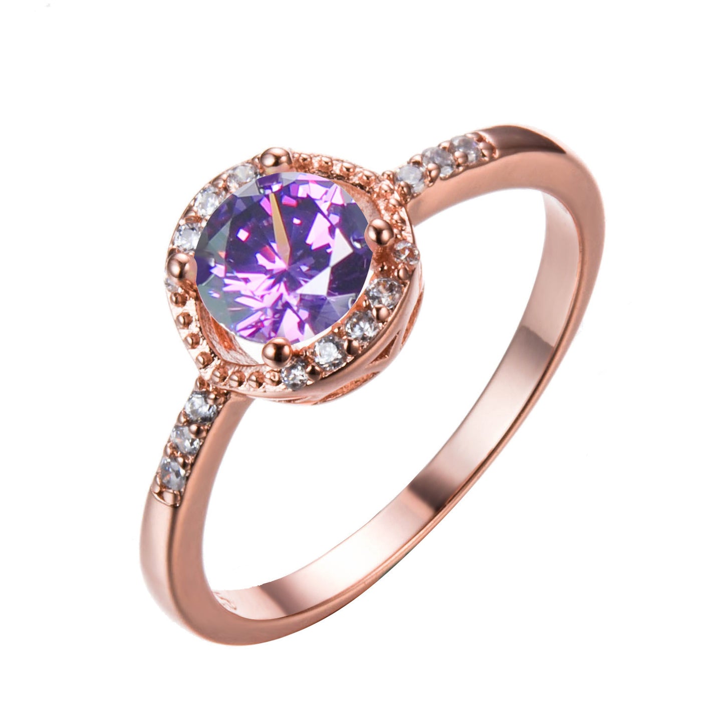 Zircon Round Opal Rose Gold Pandora Ring