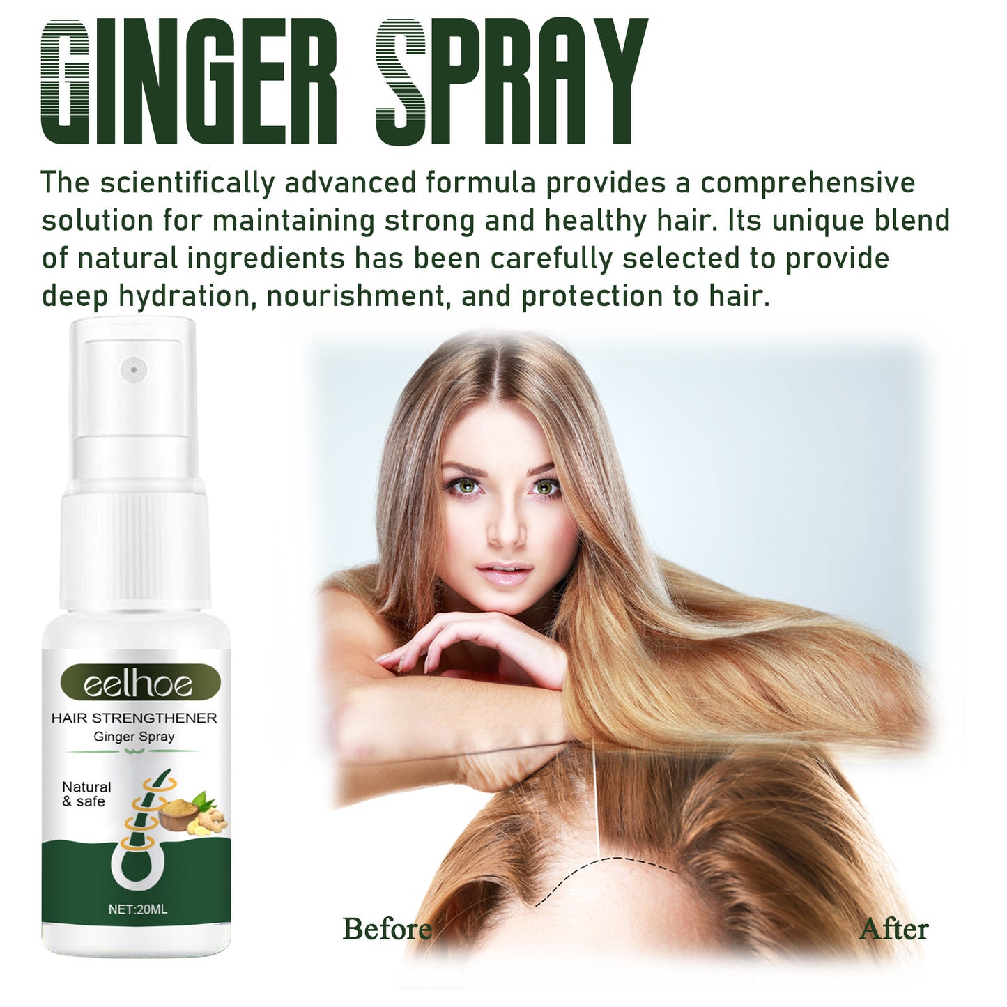 EELHOE Ginger Dense Hair Spray - Nourishing Hair Follicle & Anti-Hair Loss Treatment