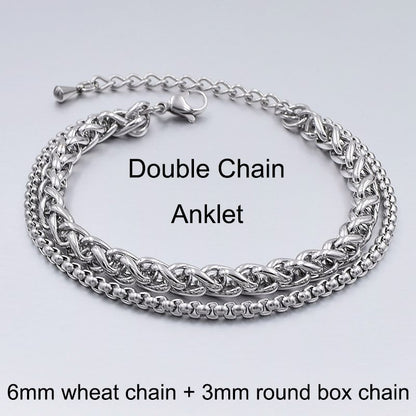 Korean Version Titanium Steel Ankle Bracelet