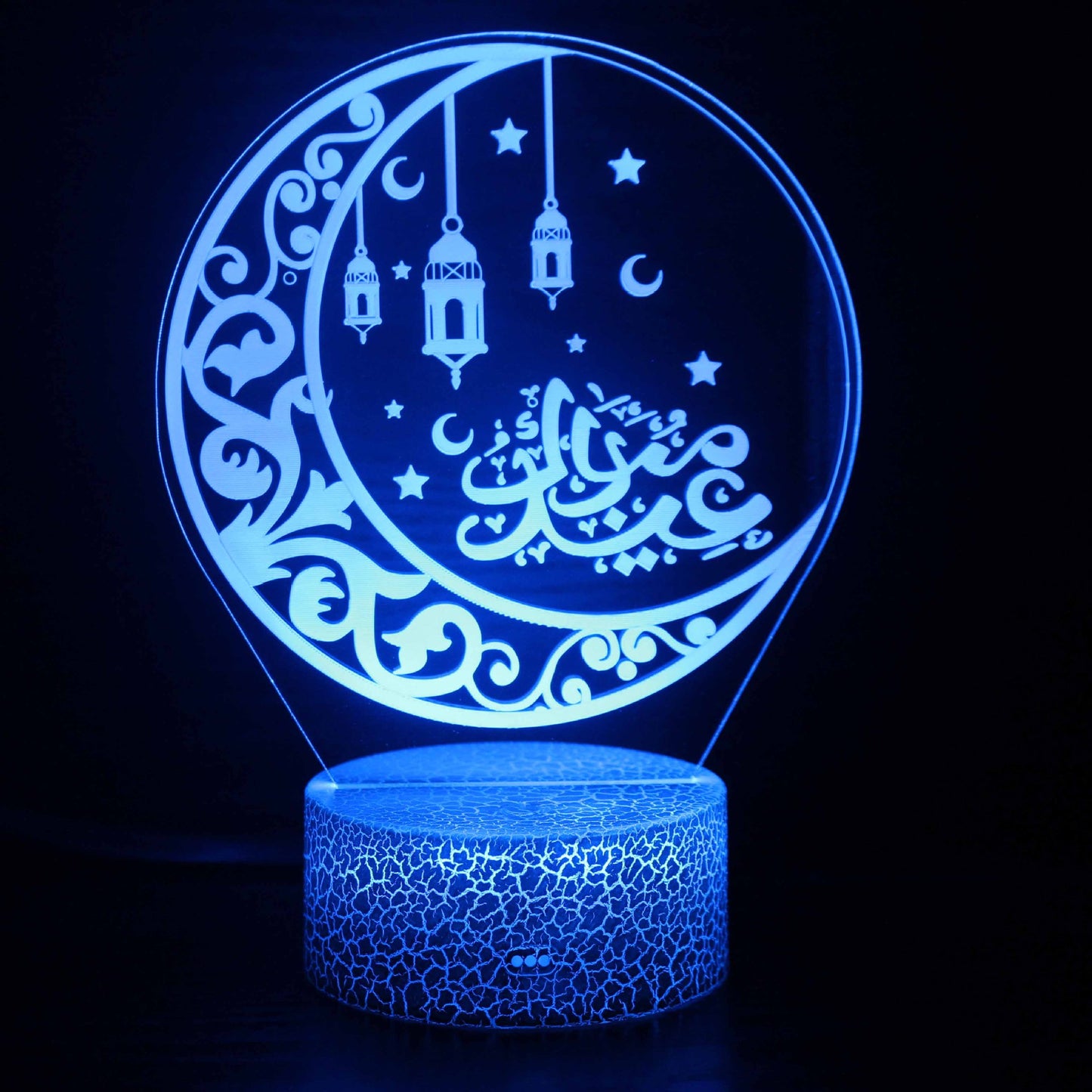 3D Görsel LED Masa Lambası, USB Şarjlı, Dokunmatik y Kumandalı (Kuran, Dua, Hilal, İslami..)