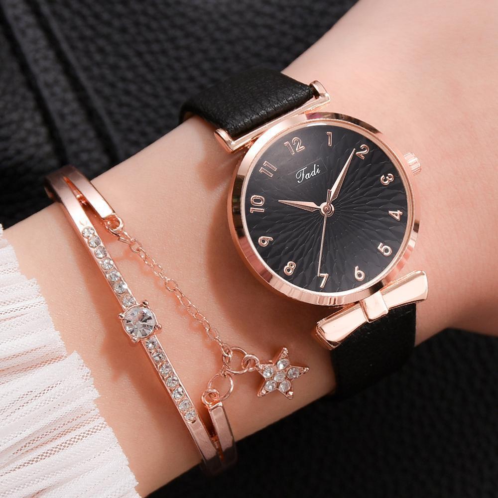 Women's Digital Alloy Leather Strap Watch