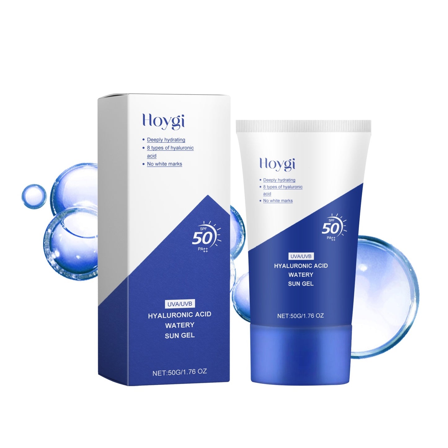 جل الشمس السائل HOYGI بحمض الهيالورونيك لحماية قوية من الأشعة فوق البنفسجية UVA/UVB SPF50+ PA++++، 50 جرام