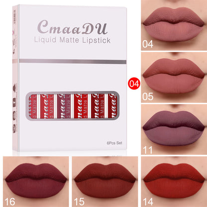 CMAA DU Matte Non-Stick Waterproof Lipstick - Long Lasting Lip Gloss 6 Boxes