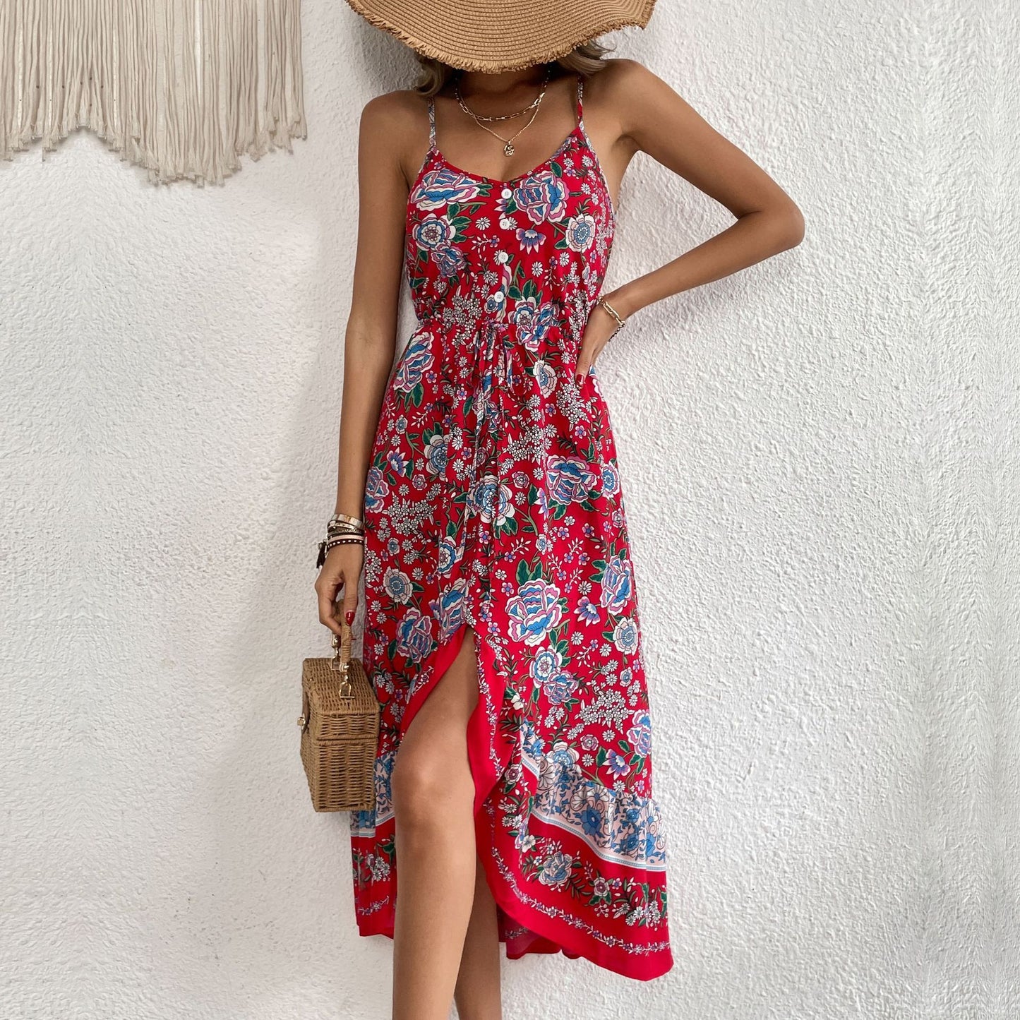 Printed Strapless Dress