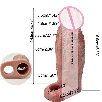 Artificial Penis Cover Soft Silicone Exotic Condom Men's Bold Lengthened Penis Ring Sexy Sex Product