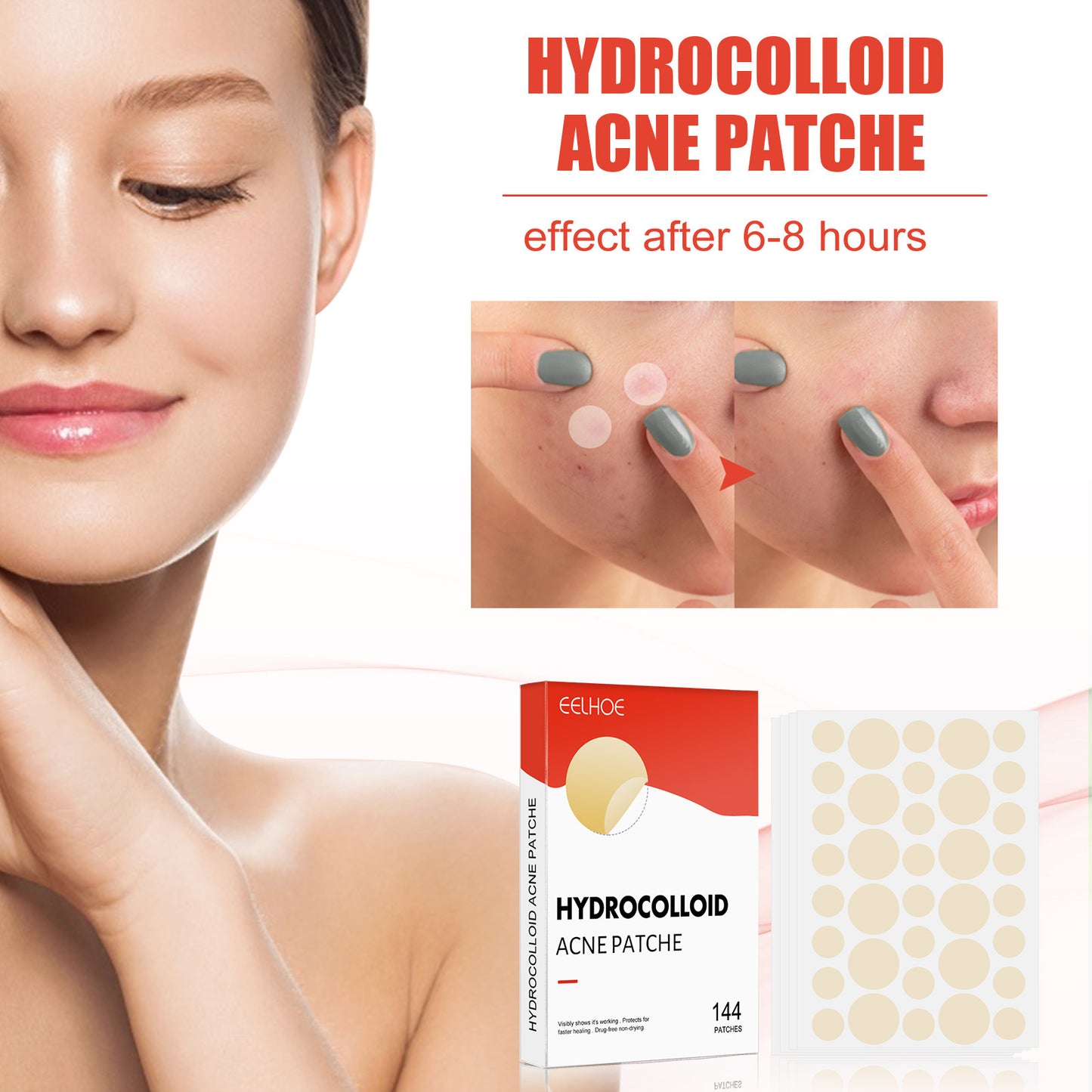 EELHOE Hydrocolloid Invisible Makeup Applicable Acne Patch -144 Pieces