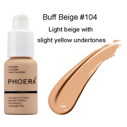 PHOERA Soft Matte Long-Lasting Concealer Liquid Foundation Face Makeup