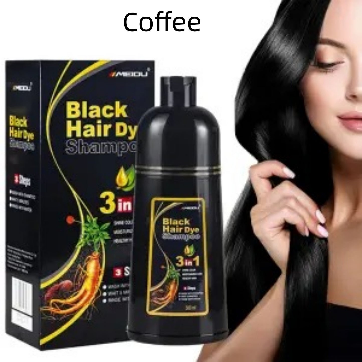 MEIDU White To Black Bubble Hair Color Cream -3-in-1 Black Hair Dye Shampoo