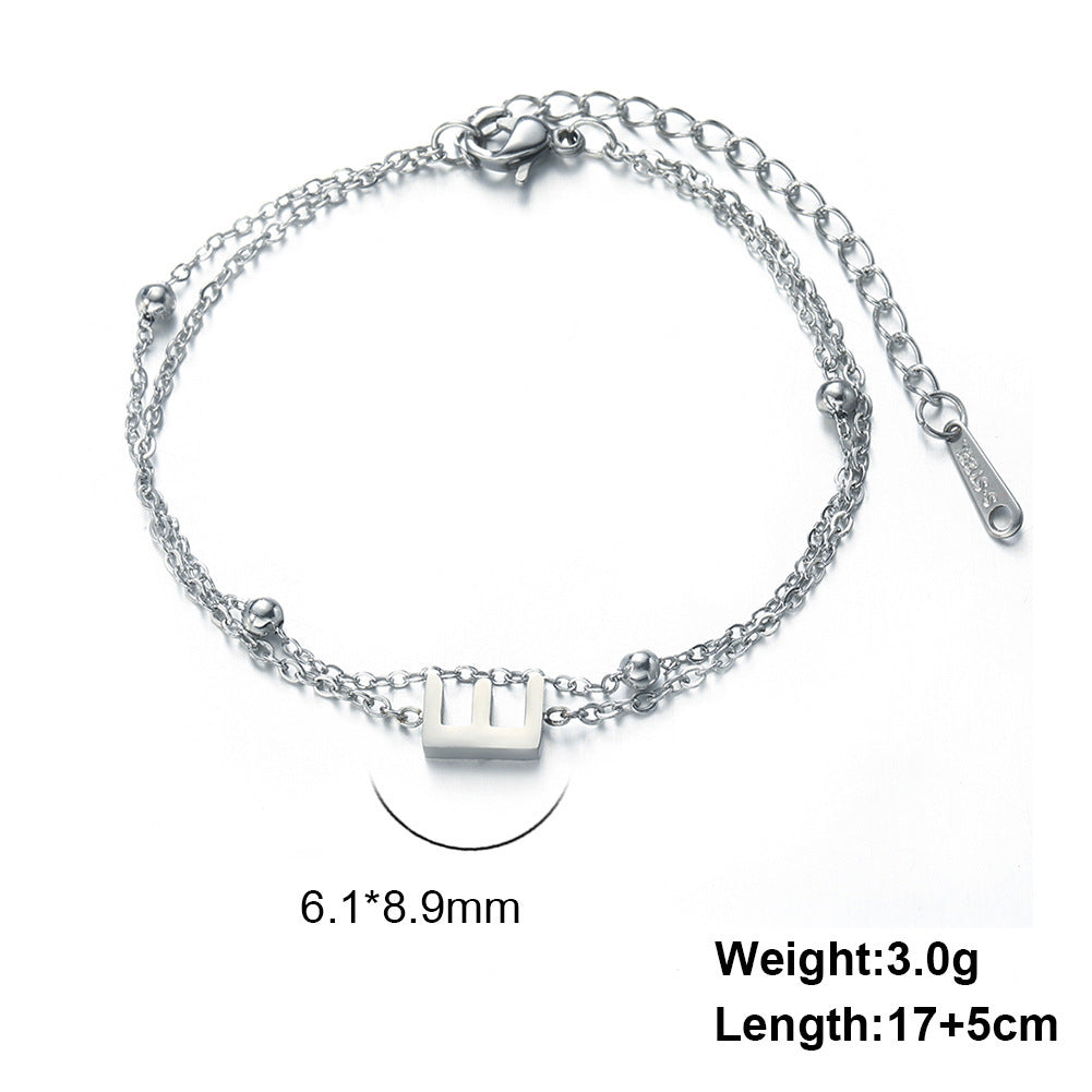 Titanium Steel Double-Layered Chain Letter Necklace Bracelet