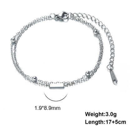 Titanium Steel Double-Layered Chain Letter Necklace Bracelet