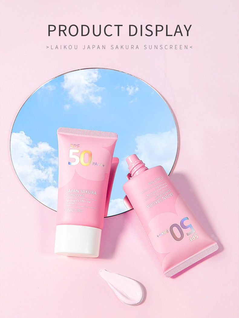 LAIKOU Japanese Sakura Cherry Blossom Moisturizing Whitening Sunscreen 50g, SPF: 50+ and PA+++ - Buy 3 Pay For 2