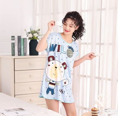 Women's Cartoon Milk Silk One-Piece Nightdress