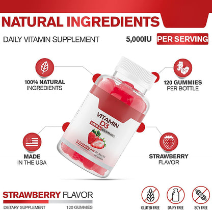 Vitamin D3 Gummies - Completely Natural, Immune System Booster for the Entire Family