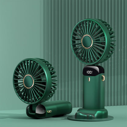 Mini ventilador eléctrico portátil de mano recargable por USB, plegable, para colgar en el cuello, para exteriores, ajustable, 5 velocidades, potente enfriador de aire