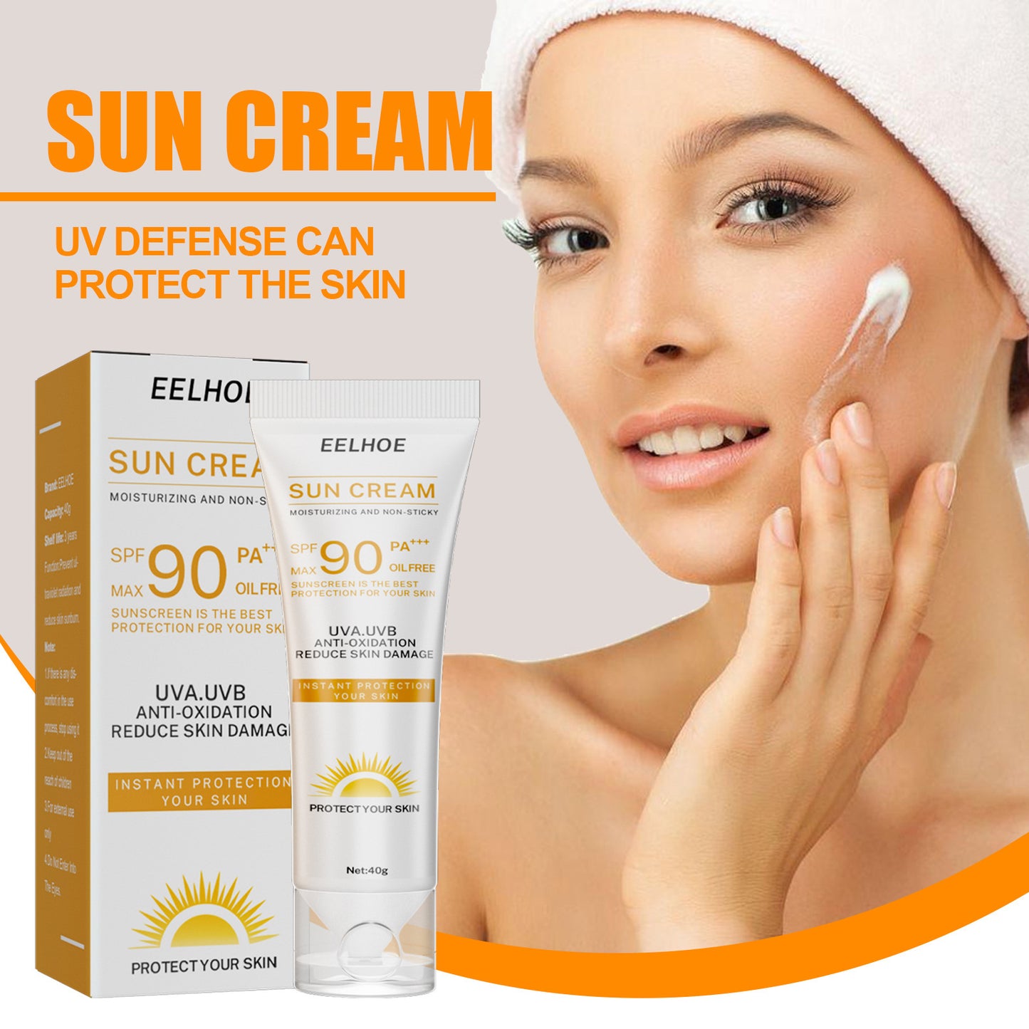 كريم EELHOE Isolated Sunscreen للحماية المغذية والمنشط الخالي من الزيوت للبشرة الحساسة بعامل حماية من الشمس 90+ PA+++