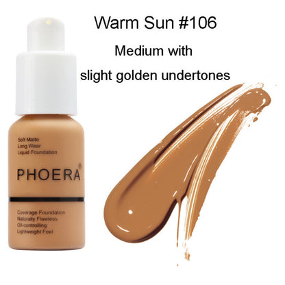 PHOERA Soft Matte Long-Lasting Concealer Liquid Foundation Face Makeup