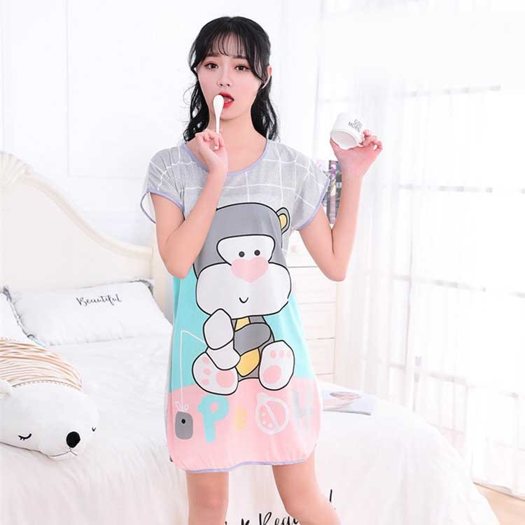 Women's Cartoon Milk Silk One-Piece Nightdress