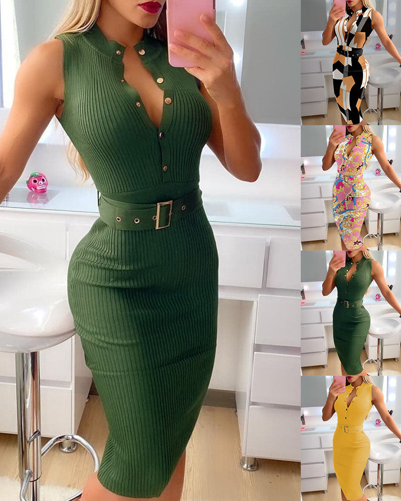 Vestido con botones de moda sexy para mujer