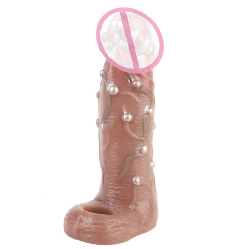 Artificial Penis Cover Soft Silicone Exotic Condom Men's Bold Lengthened Penis Ring Sexy Sex Product